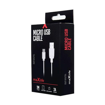 Kabel Usb-micro Usb 3m 2A biały