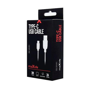 Kabel Usb-Usb C typ C 3m 2A biały