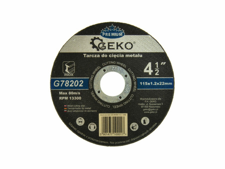 Tarcza do cięcia metalu Geko 115x1,2