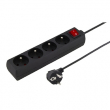 Listwa 4 Gniazda Uziemienie 3 M Czarna