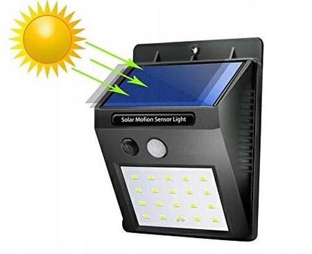 Lampa Solarna Led Ścienna z Czujnikiem 