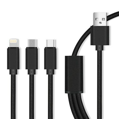 Kabel Maxlife 3w1 nylonowy oplot  2.1A