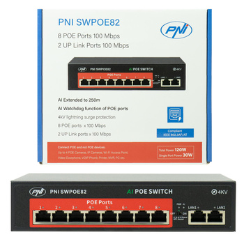 Switch POE PNI SWPOE82, 8 portów POE    