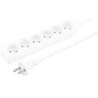 Listwa 6 Gniazd Uziemienie 5 M Biała