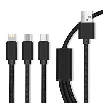 Kabel Maxlife 3w1 nylonowy oplot  2.1A
