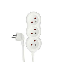 Przedłużacz 3 Gniazda 3m Z biało szary